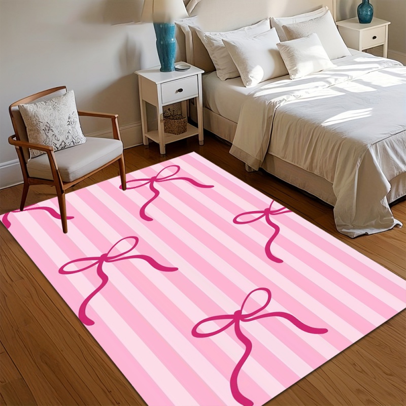 Commercial Ribbon Printing Machine - Милый розовый полосатый коврик с бантом,